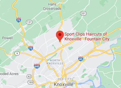 Map to Sport Clips of Knoxville - Fountain City Tennessee